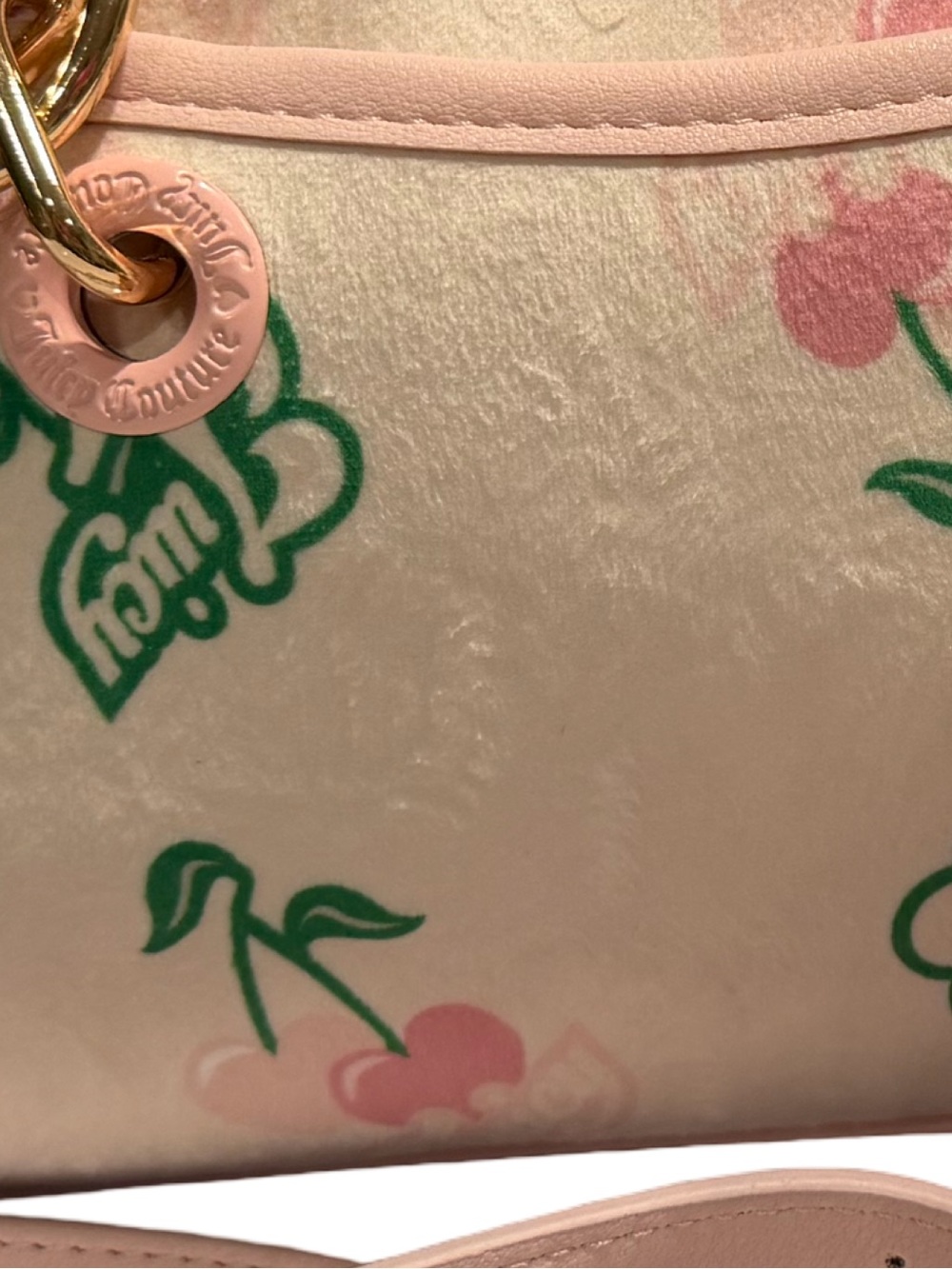 Juicy Couture NWT Pink Cherry-Print Mini Satchel Crossbody & Gold Accents (P240) - Picture 12 of 15